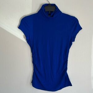 Vince Camuto Short Sleeve Ruched Mock Neck T-Shirt Petite Small